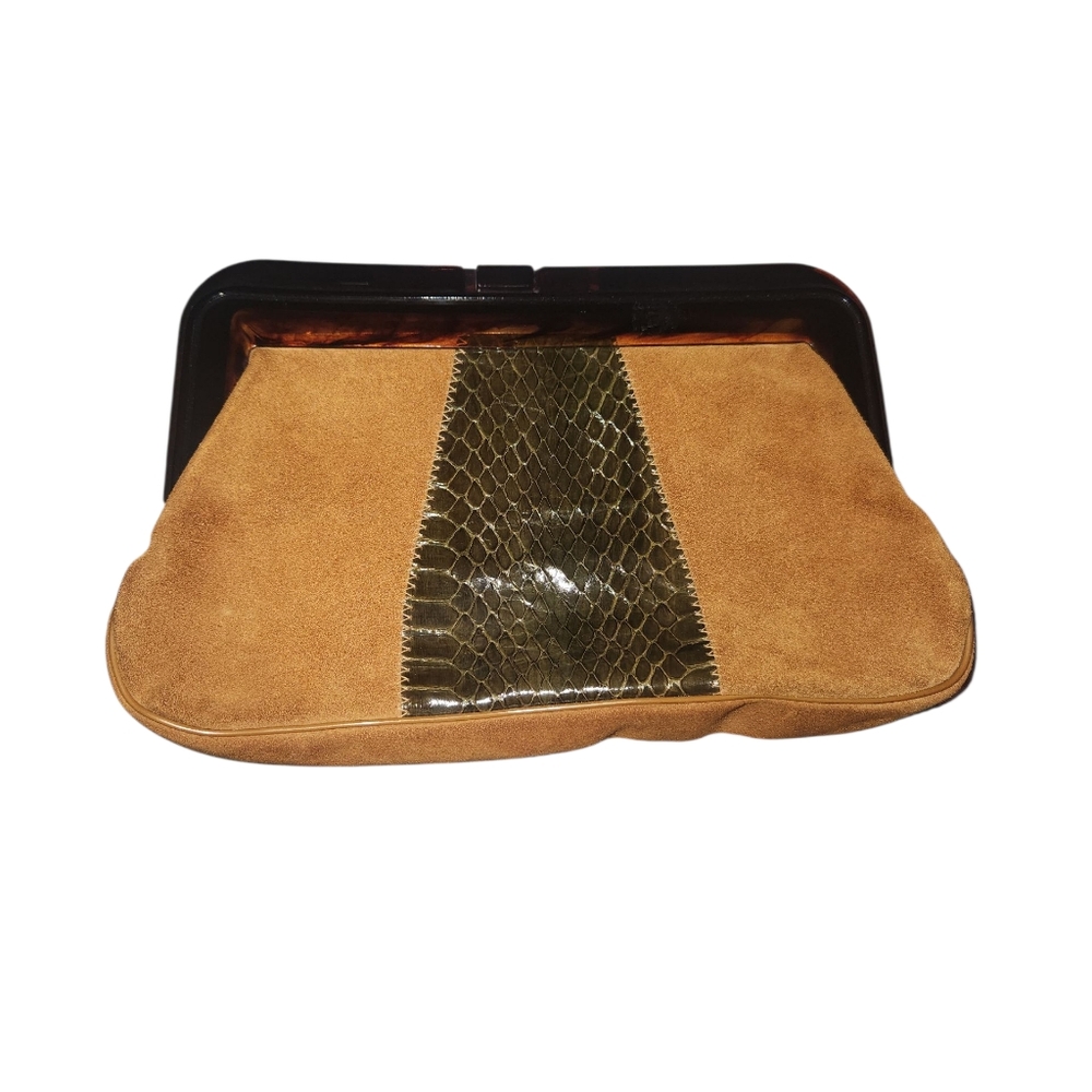 Clutch Brown/caramel Color with Very Dark, Snakeskin Detail.